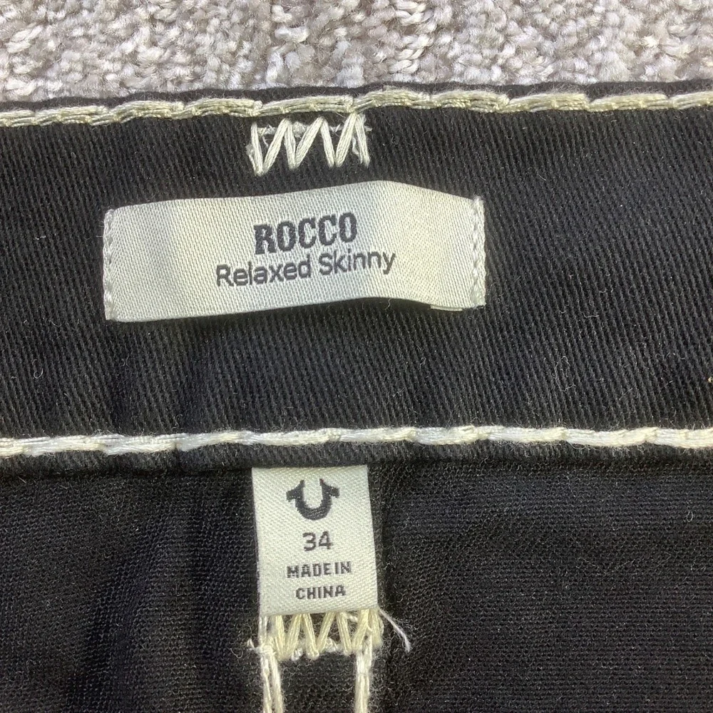 True Religion Super T Rocco Relaxed Skinny Jeans Black Rinse Mens 34 x 31 NWT
